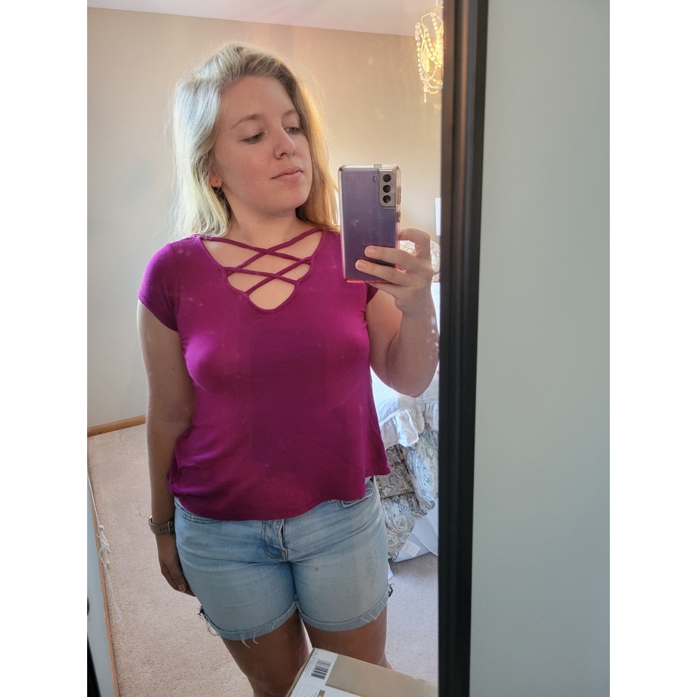 (S) Moa Moa Criss Cross Blouse